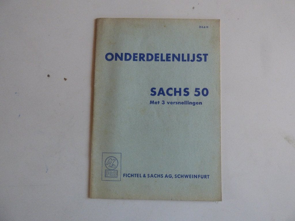 SACHS 50 3 VERSNELLINGEN ONDERDELENLIJST 316.6 H, Vélos & Vélomoteurs, Modes d'emploi & Notices d'utilisation, Enlèvement ou Envoi