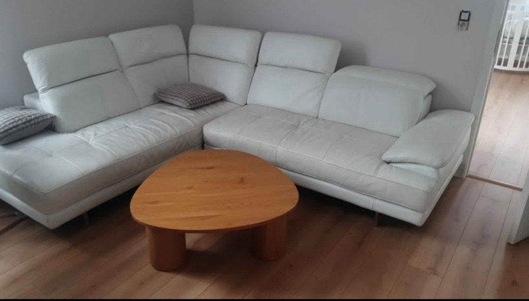 Canapé fauteuil angle cuir blanc, Leer