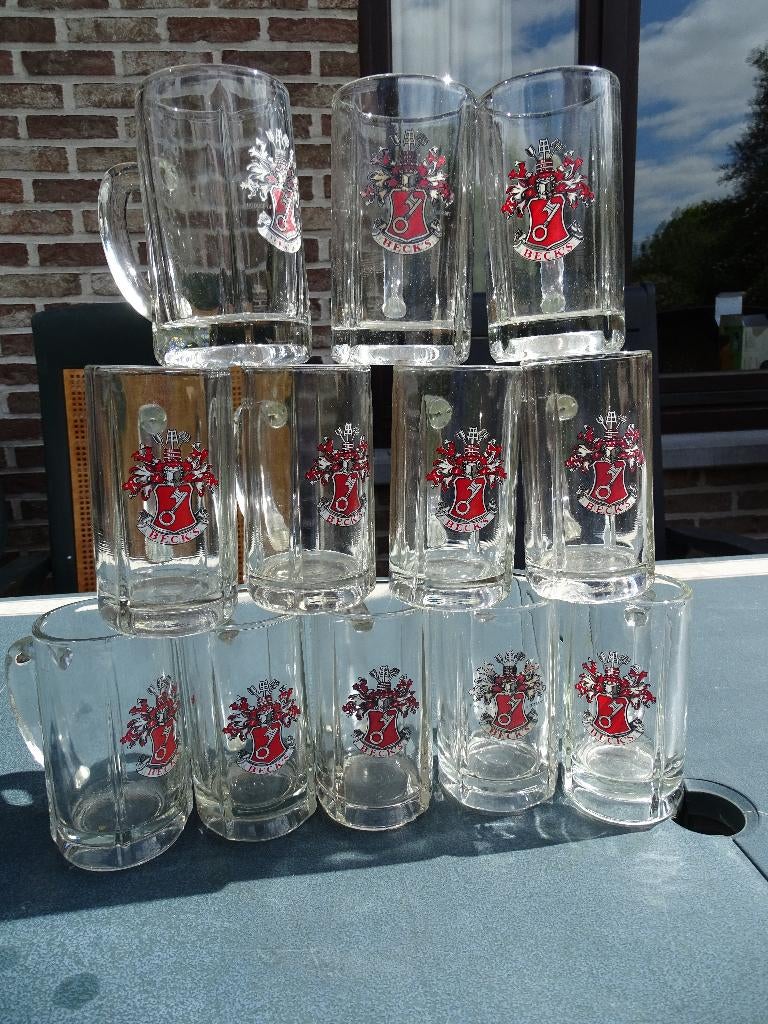 Gratis: 12 glazen bierpotten., Verzamelen, Ophalen, Zo goed als nieuw