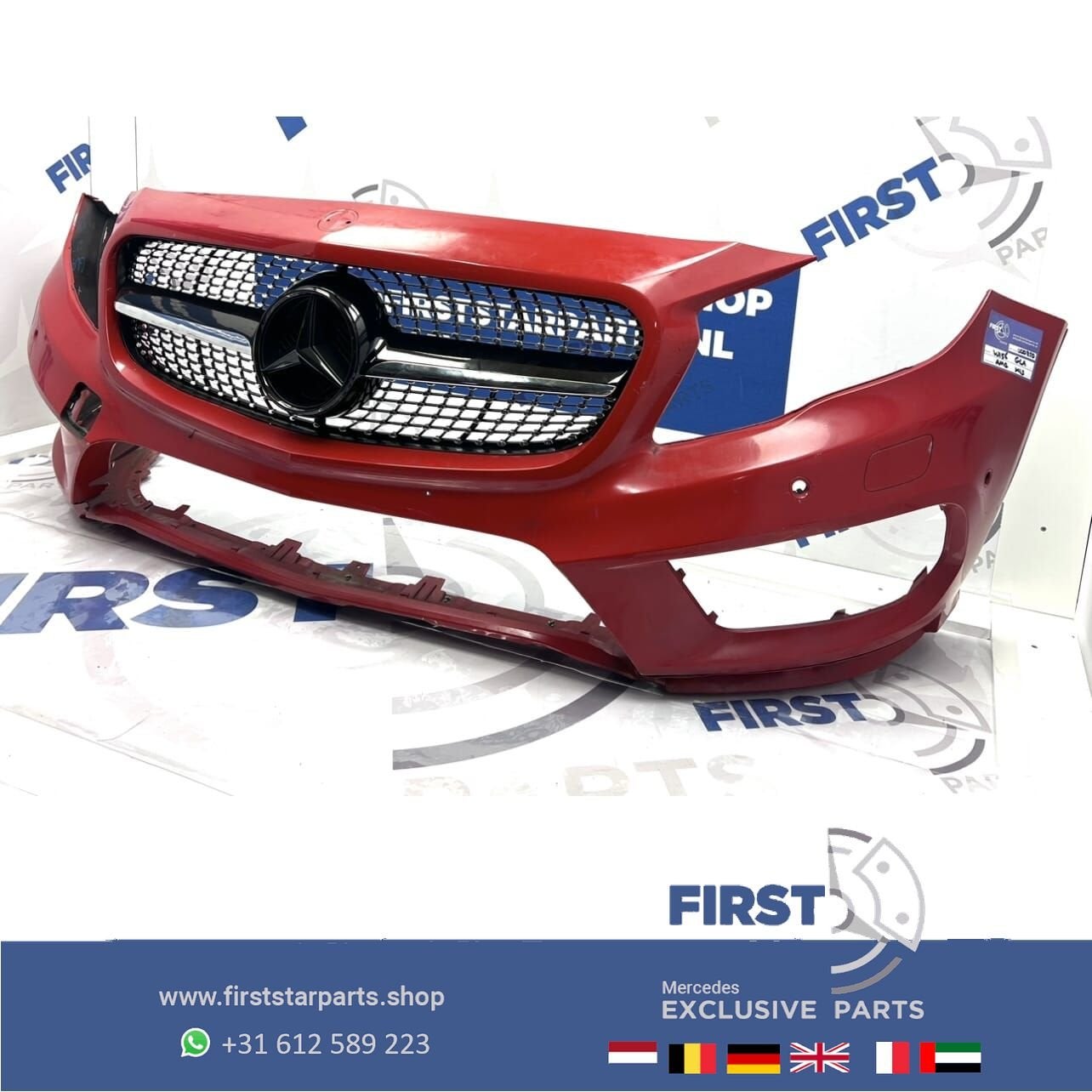 W156 BUMPER GLA AMG VOORBUMPER + DIAMOND GRIL ROOD WIT ZWART, Utilisé, -, Avant, -