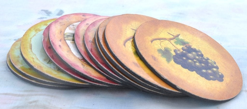 11 sous verres carton et mousse decor fruit, Enlèvement ou Envoi, Utilisé