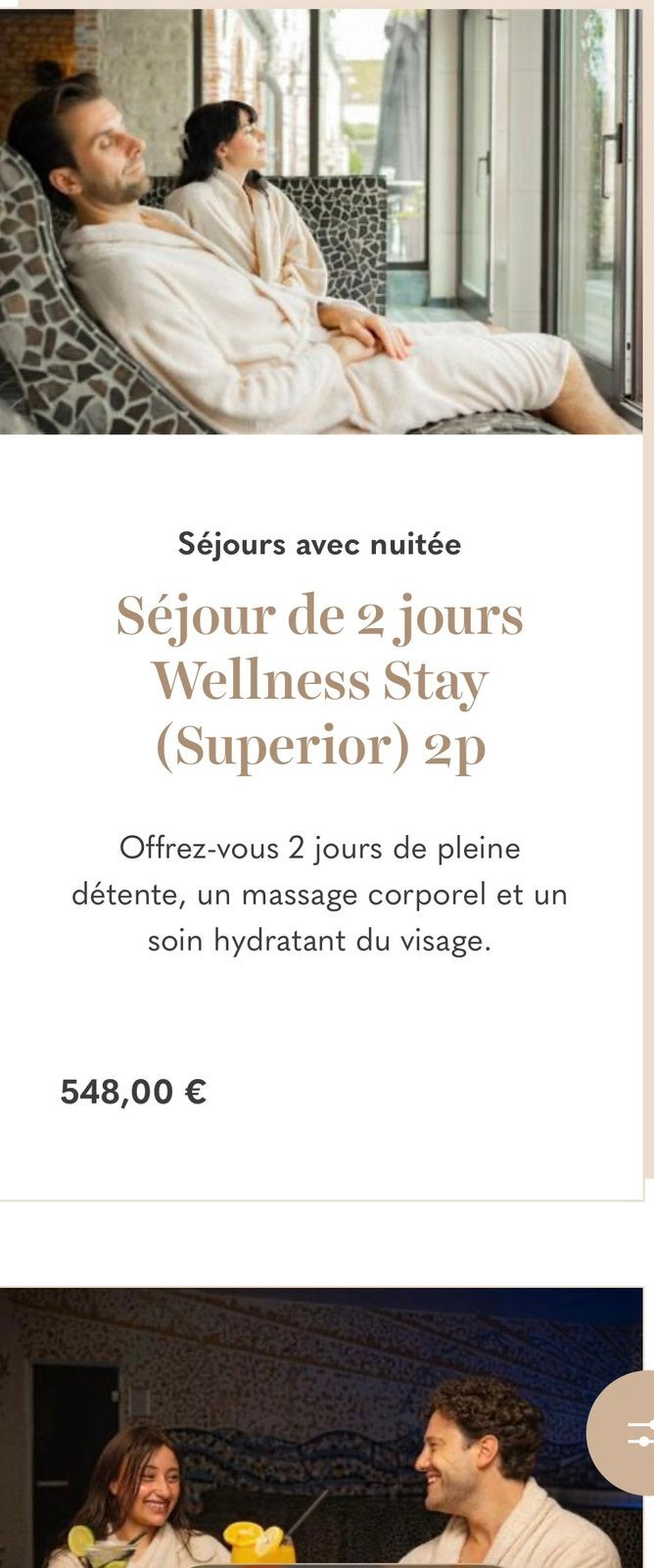 Séjour Wellness pour deux personnes, Deux personnes, Bon cadeau, Forfait, Spa ou Sauna