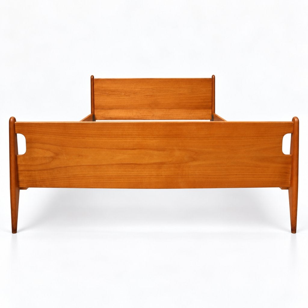 Vintage design 2-persoons bed jaren '60 '70 retro, Huis en Inrichting, Verzenden, Hout, 140 cm