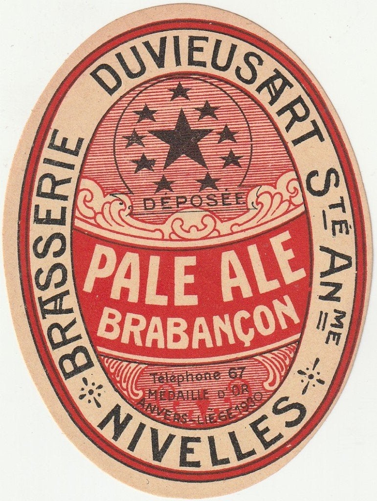 oud bieretiket Brasserie Duvieusart Ste An Nivelles, Collections, Envoi, Comme neuf, Autres types, Autres marques