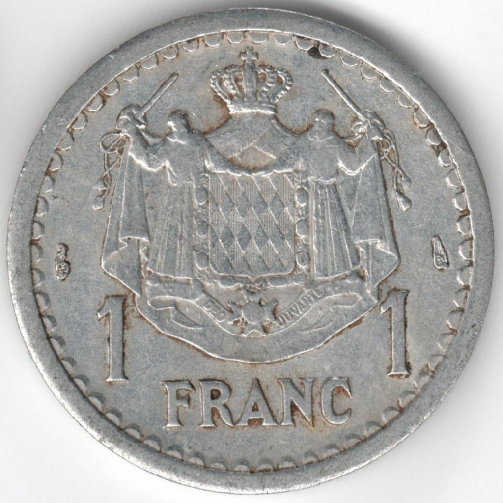 Monaco : 1 Franc ND (1943) KM#120 Ref 16734, Postzegels en Munten, Ophalen of Verzenden, Overige landen, Losse munt