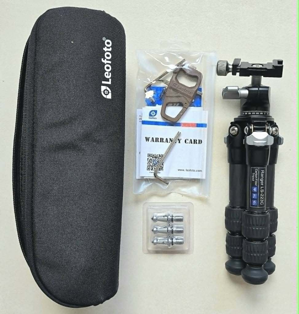 Mini trépied Leofoto RANGER carbone LS-223C+LH-25, Neuf, Enlèvement, Plaque de dégagement rapide, 125 cm ou moins