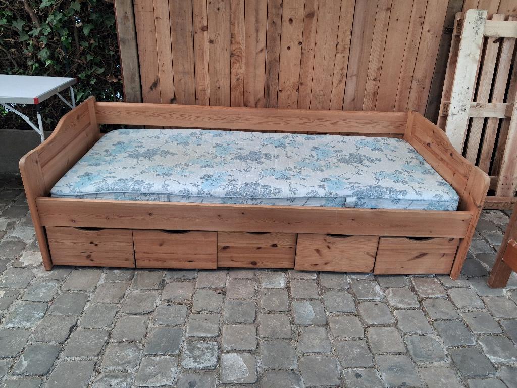 bed met opberglades, Ophalen, Gebruikt, 90 cm, Eenpersoons
