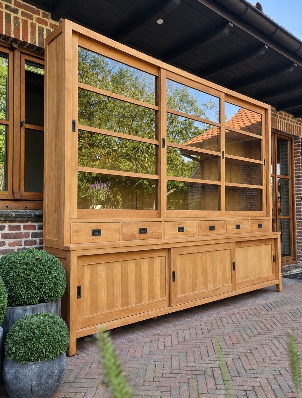 buffet/vitrine en teck ART:203/26, Teck, 25 à 50 cm, 200 cm ou plus, .