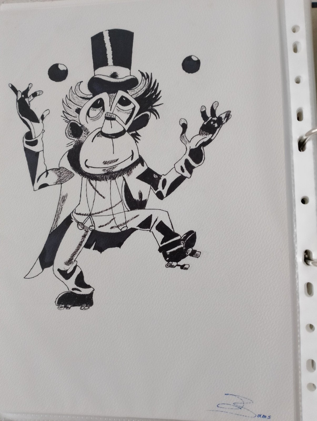 Circus Aap op a4 tekenpapier in stift, Hobby en Vrije tijd, Ophalen of Verzenden