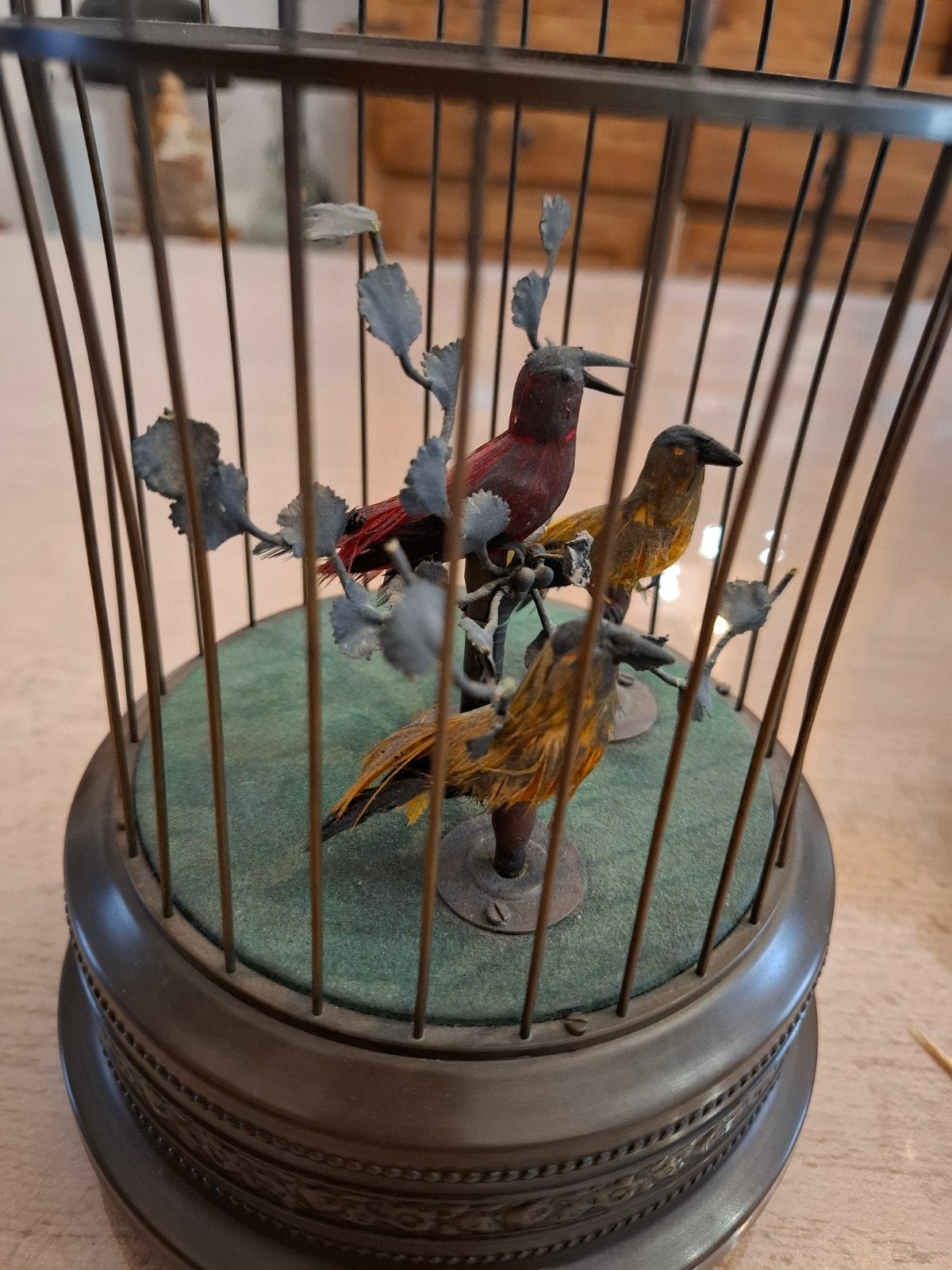 Eeuwenoude kooi met 3 fluitende vogels, Ophalen