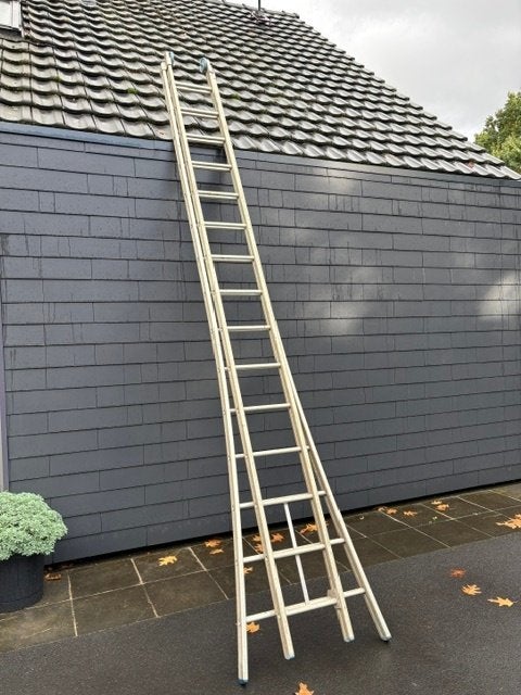 ALU ladder 4m - dubbel, Ophalen, Gebruikt, Ladder, Opvouwbaar of Inschuifbaar