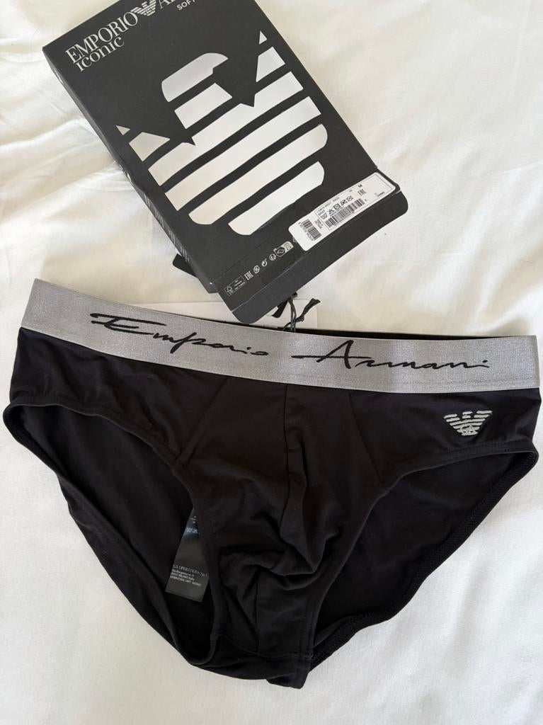 Emporio Armani Soft Modal Slip, Verzenden, Zwart, Slip
