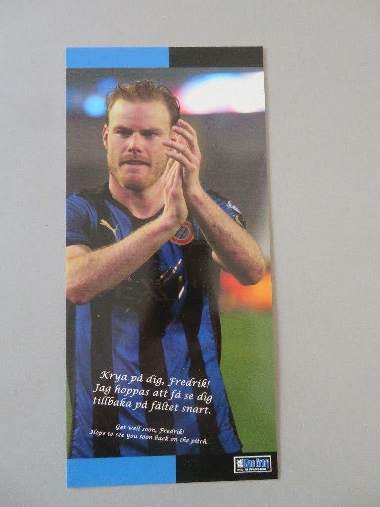 2011 Club Brugge Spec. kaart Blue Army steun Fredrik Stenman, Ophalen of Verzenden, Zo goed als nieuw, Poster, Plaatje of Sticker