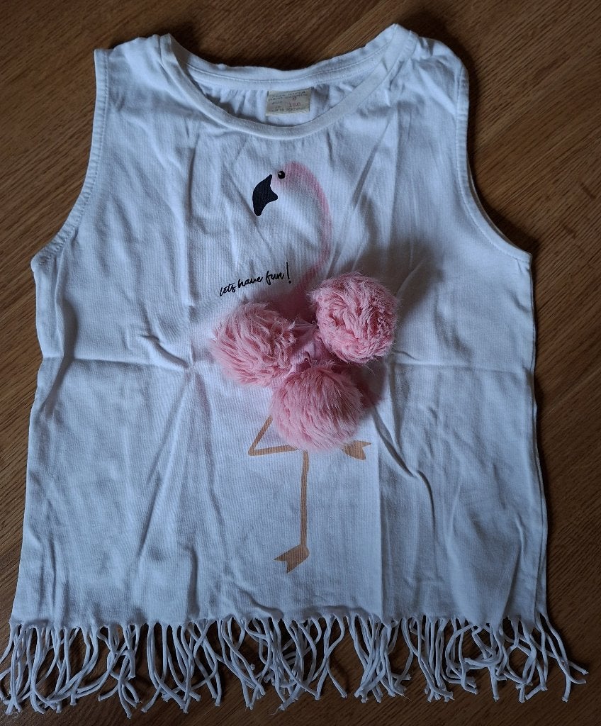 Zara topje flamingo 128, Enfants & Bébés, Vêtements enfant | Taille 128, Enlèvement ou Envoi, Chemise ou À manches longues, Zara