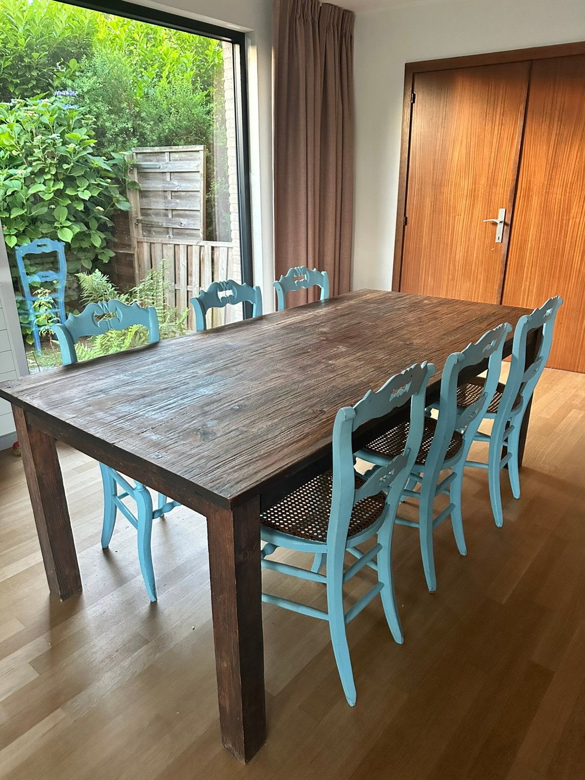 6 antieke stoelen met cannage, Enlèvement, Comme neuf, Bleu