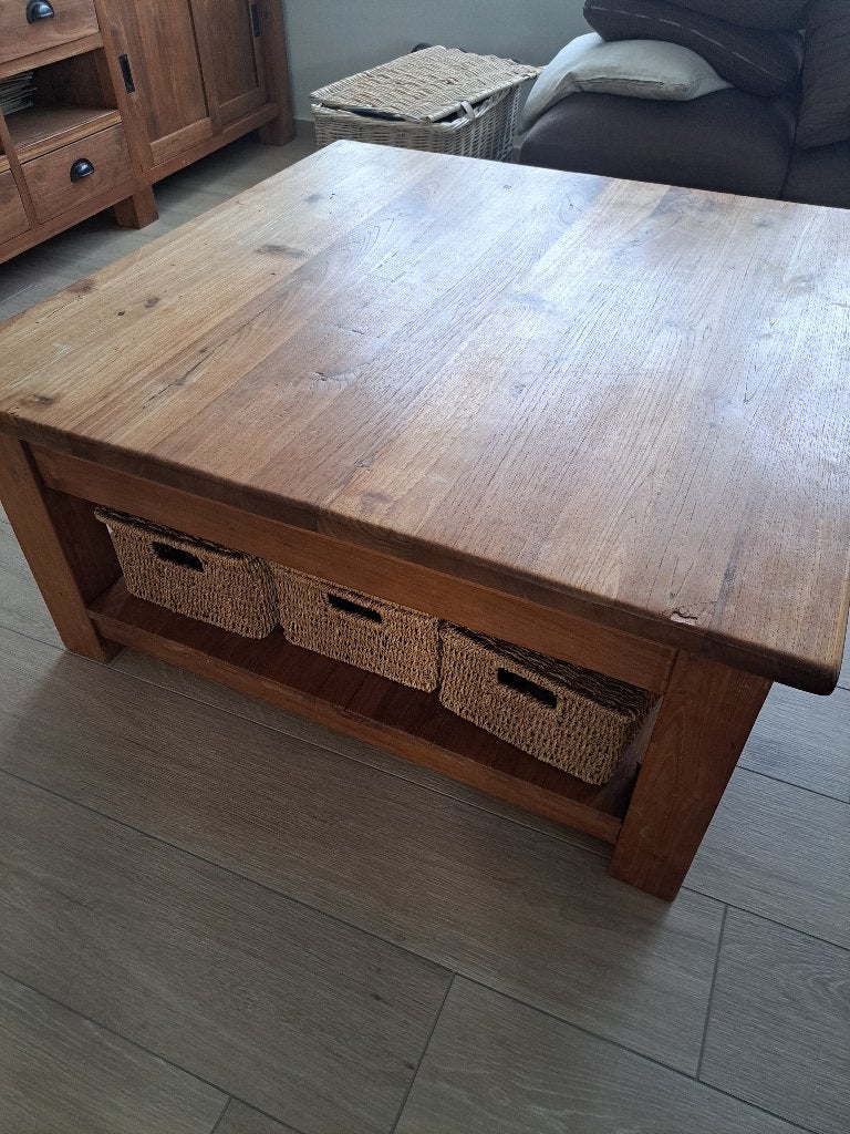 Teaken salontafel, Huis en Inrichting, Ophalen, Gebruikt, 5 – 50, 100 tot 150 cm