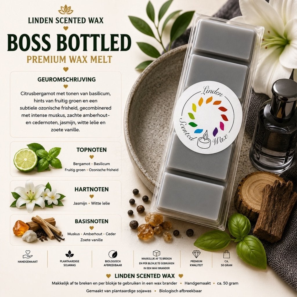 Waxmelts BOSS BOTTLED aftershave geur waxmelt parfum, Ophalen of Verzenden, Grijs, Kaars, Was