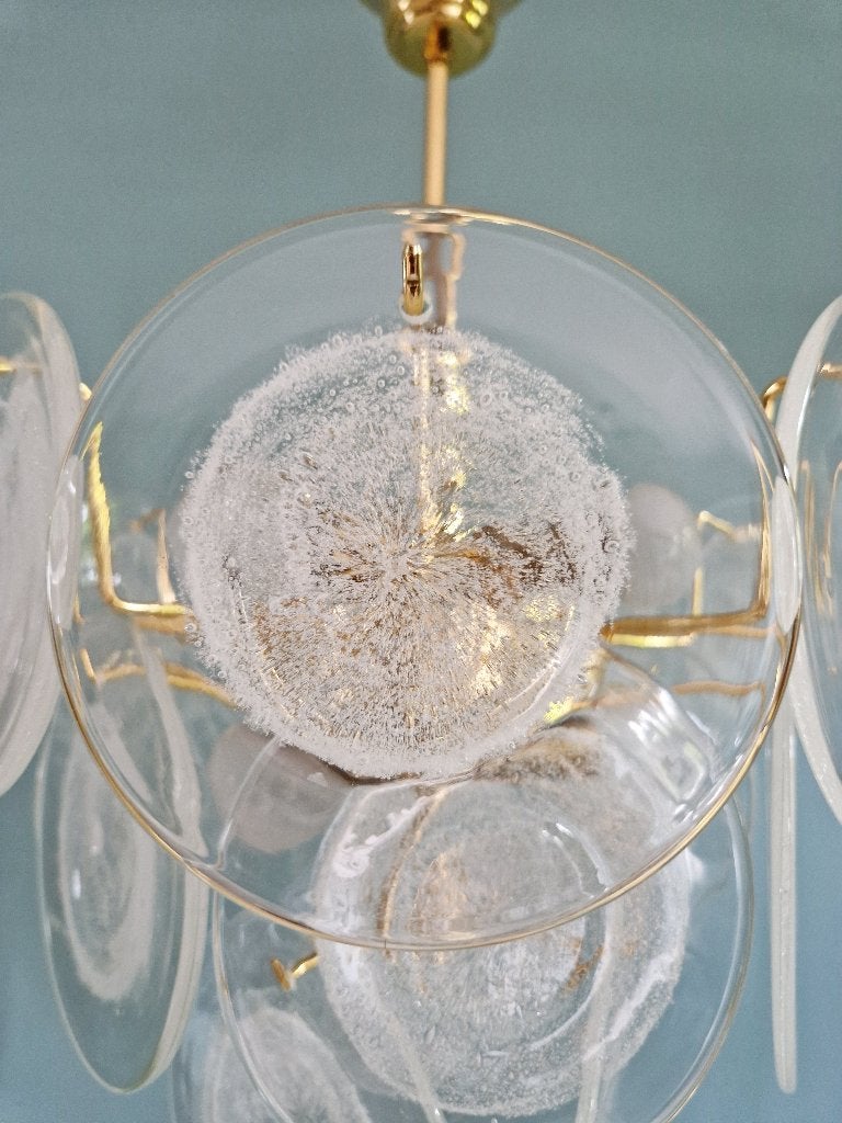 Kroonluchter van Murano glas met schijf, Italië, jaren 70, Ophalen of Verzenden