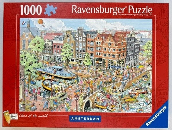 Ravensburger Puzzel Amsterdam 1000 Fleroux Cities of World, Verzenden, 500 t/m 1500 stukjes, Zo goed als nieuw, Legpuzzel