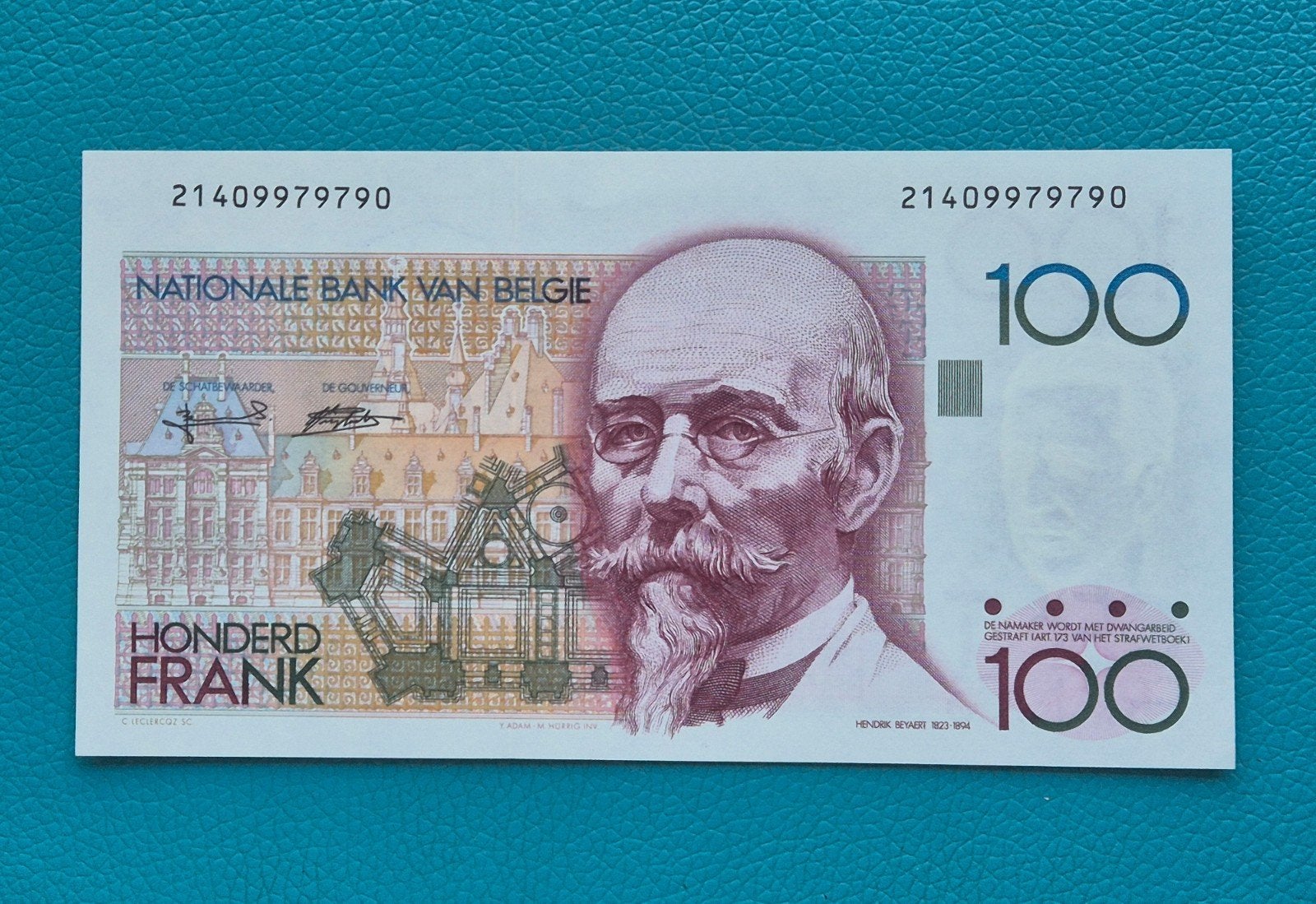 België 100 Frank  1992- 1995  Beyaert.  FDC, Enlèvement ou Envoi, Billets en vrac