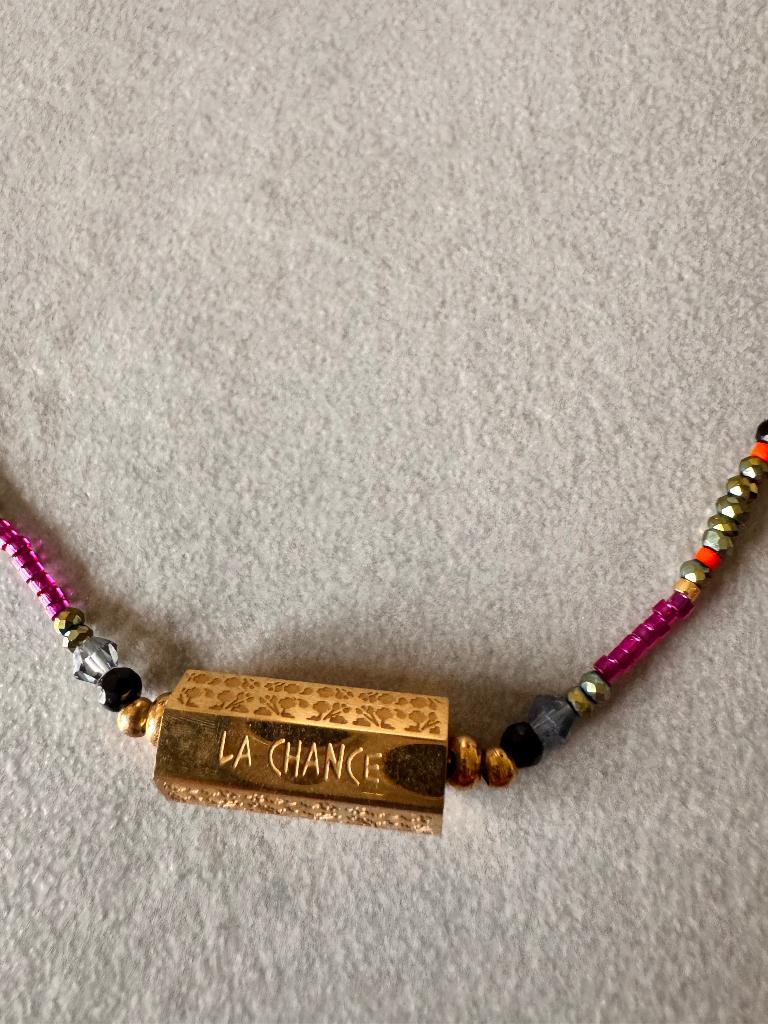 Collier chance my jewelry, Bijoux, Sacs & Beauté, Colliers, Enlèvement, Comme neuf, Rose, Avec strass