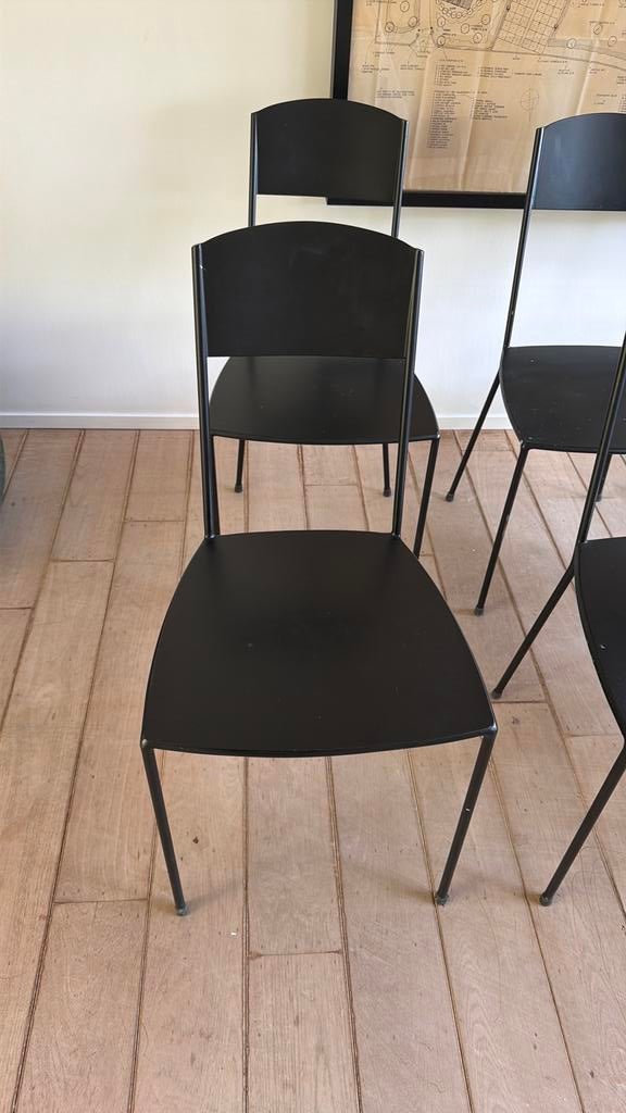 Set van 6 metalen zwarte stoelen serax, Ophalen, Zo goed als nieuw, Zwart