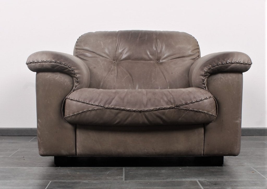 Fauteuil De Sede DS101 en cuir gris (2 pièces disponibles), 75 à 100 cm, DeSede, Desedeweg 10, Enlèvement ou Envoi