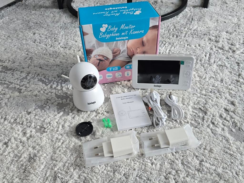 Babyphone Caméra HD1080 + Écran LCD 5pouces Sainlogic – NEUF, Enfants & Bébés, Babyphones, Caméra