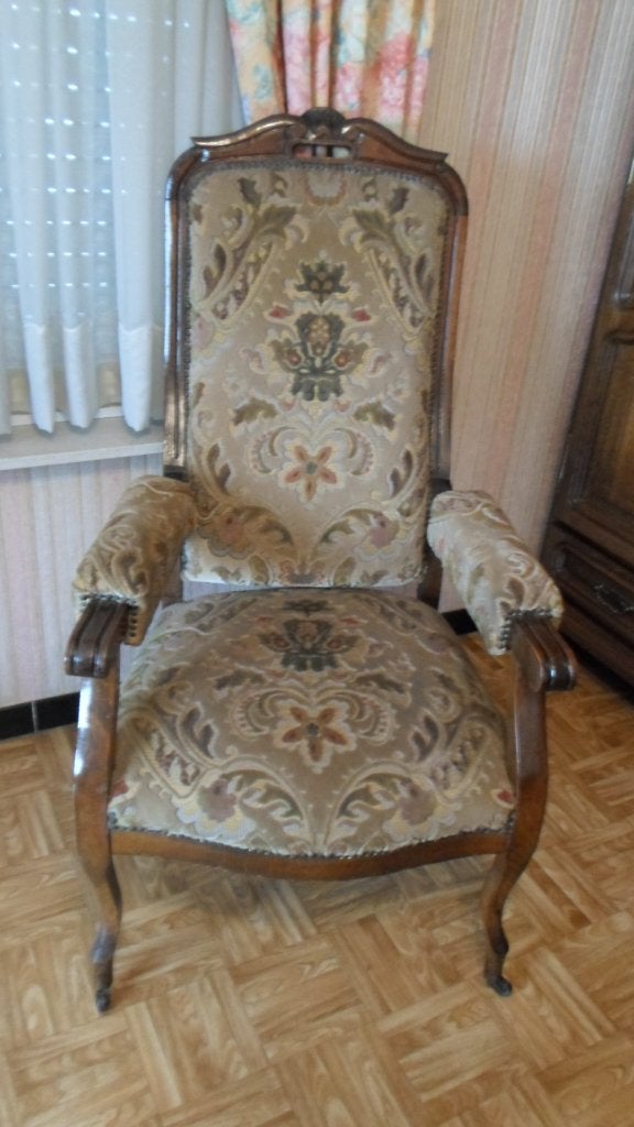 antieke zetel jaren 1920, stoel met rietzitting, louis xv,, Antiek en Kunst, Ophalen