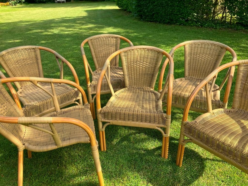 6 rieten stoelen, Ophalen, Gebruikt, Vijf, Zes of meer stoelen