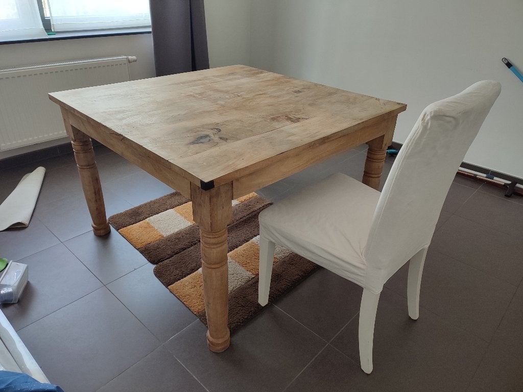 Tafel met 4 stoelen, Huis en Inrichting, Tafels | Eettafels, Ophalen, Vierkant, Zo goed als nieuw, Vier personen