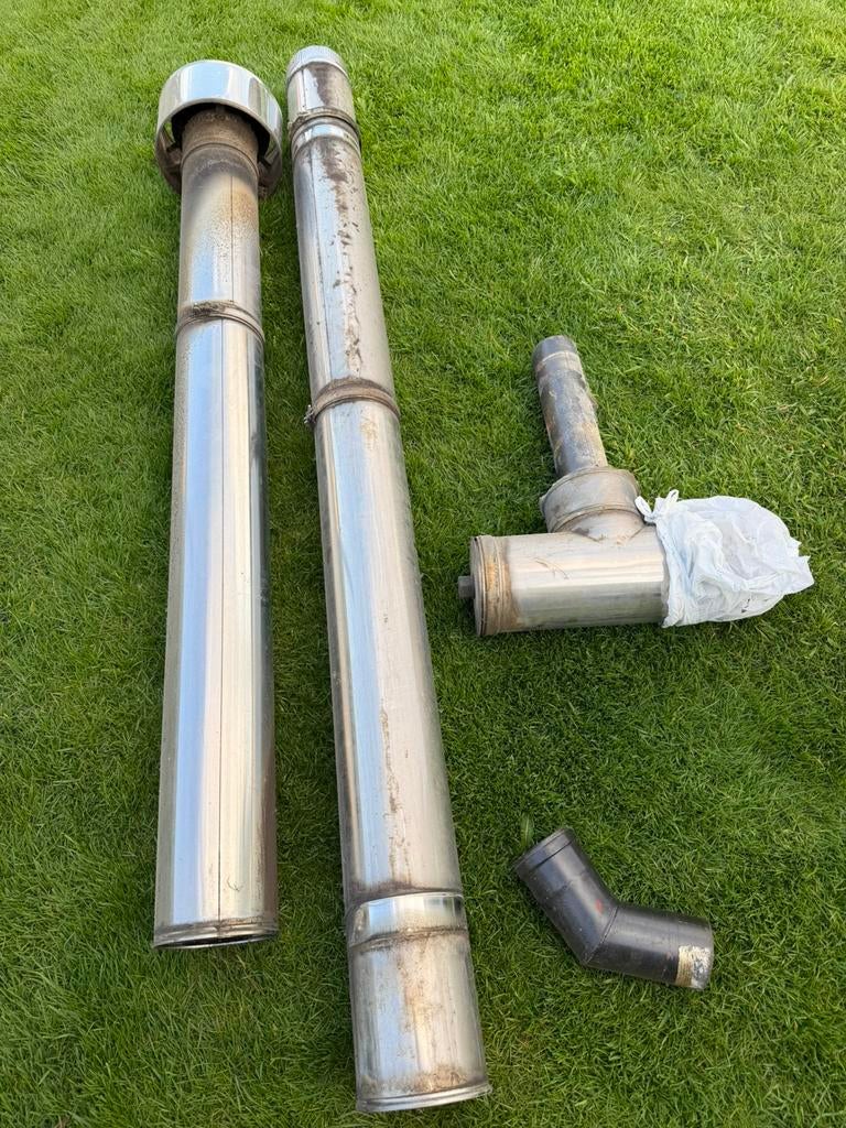 Dubbelwandige buis pelletkachel 80mm (3,5m), Doe-het-zelf en Bouw, Ophalen, Gebruikt