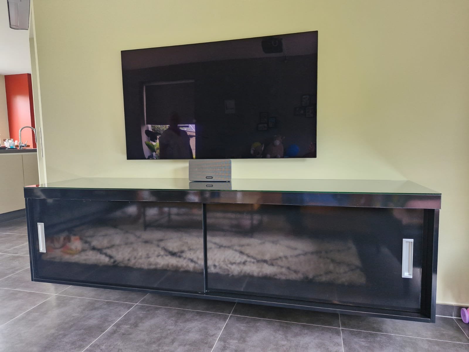 Zwevend tv meubel, Huis en Inrichting, Ophalen, Gebruikt, 200 cm of meer, Minder dan 100 cm