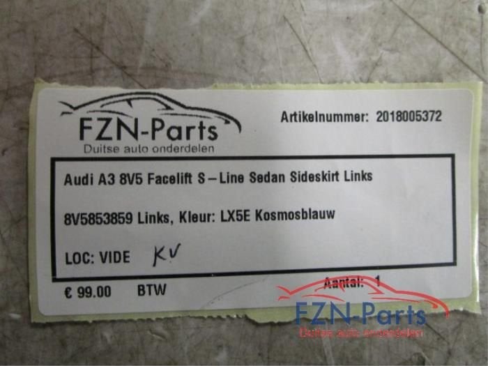 Audi A3 8V5 Facelift S-Line Sedan Sideskirt Links, Enlèvement ou Envoi, Utilisé