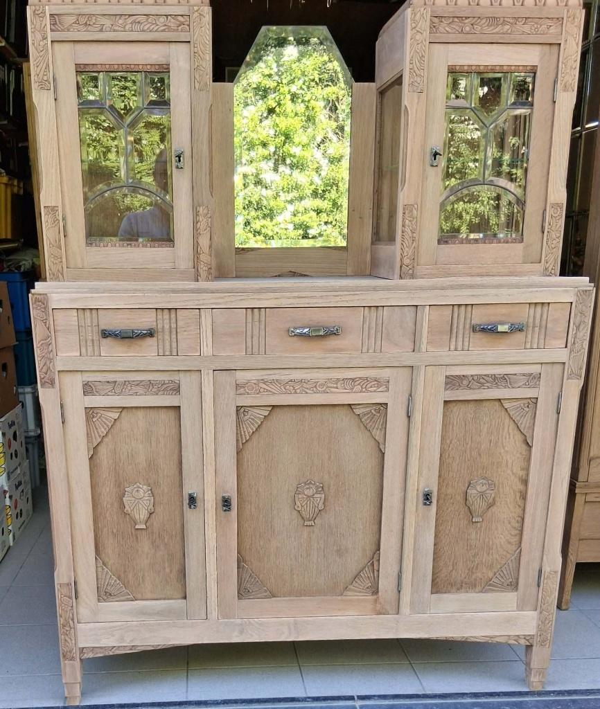 Antieke commode met vitrines gerestaureerd, Huis en Inrichting, Kasten | Vitrinekasten, Ophalen, Gebruikt, Glas, Met deur(en)