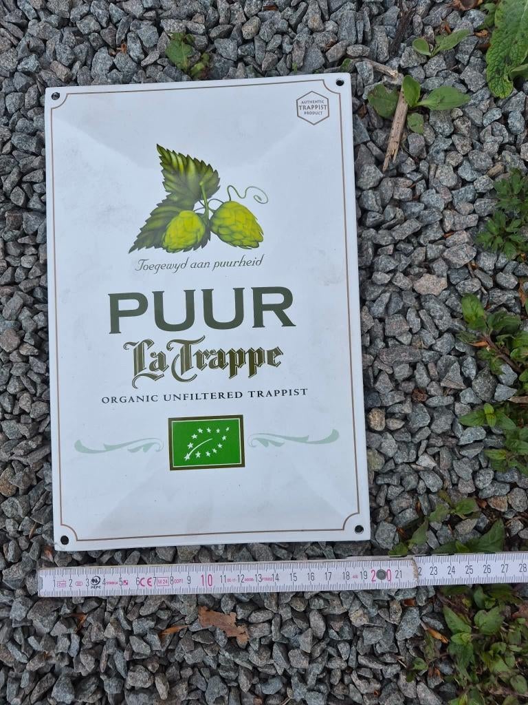 La Trappe PUUR - emaille bord!, Verzamelen, Biermerken, Ophalen, Zo goed als nieuw, Reclamebord, Plaat of Schild, La Trappe