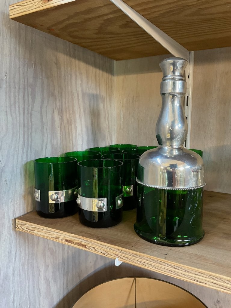 Verres à whisky vert uniques avec carafe, Antiquités & Art, Enlèvement ou Envoi