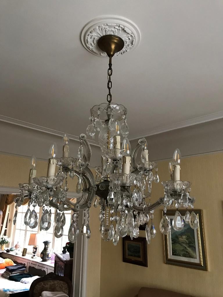 kristallen kroonluchter, Ophalen, Gebruikt, Glas