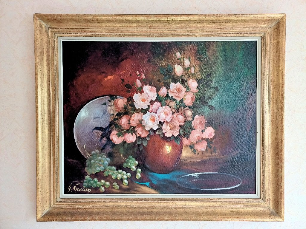 Tableau nature morte signée Gaston NOELANDERS, Ophalen, Gesigneerd, Stilleven