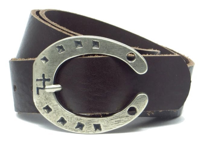 Vintage lederen gordel met horseshoe buckle – Western stijl, Kleding | Heren, Riemen en Ceintuurs, 95 tot 105 cm, Bruin, Echt leder