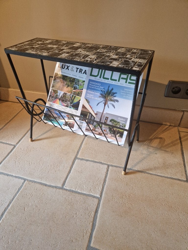 Vintage Mid Century Modern Magazine & kranten bijzettafel, Antiek en Kunst, Ophalen of Verzenden