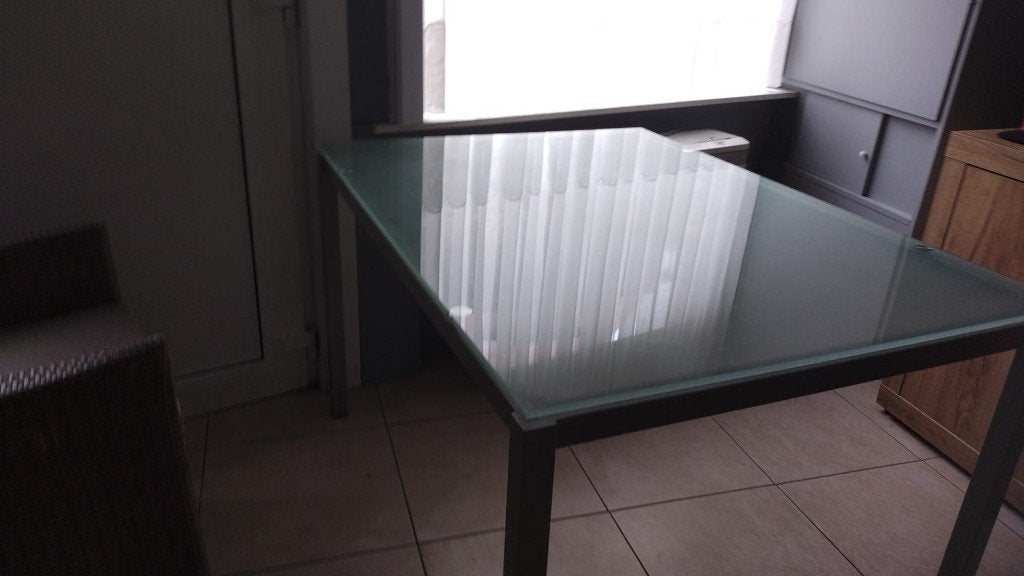 glazen keukentafel, Huis en Inrichting, Ophalen, Vier personen, Rechthoekig, Glas