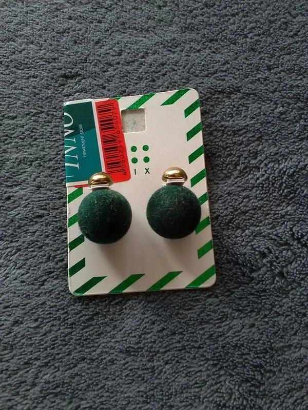 Dubbele oorbellen van groen en goud fluweel, Handtassen en Accessoires, Oorbellen, Overige materialen, Nieuw, Ophalen of Verzenden