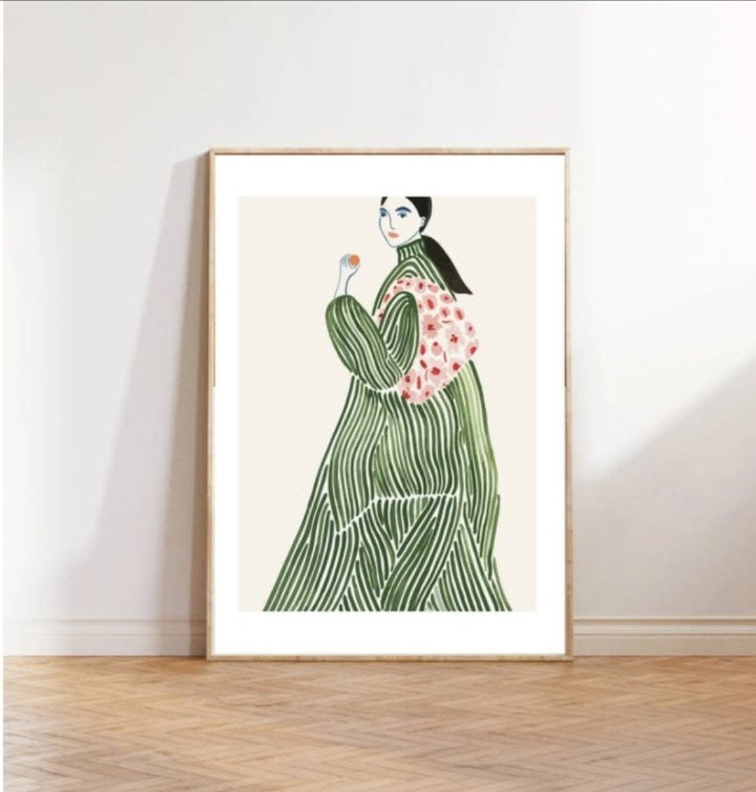 poster van groene dame, Ophalen, Minder dan 50 cm, Nieuw, Print