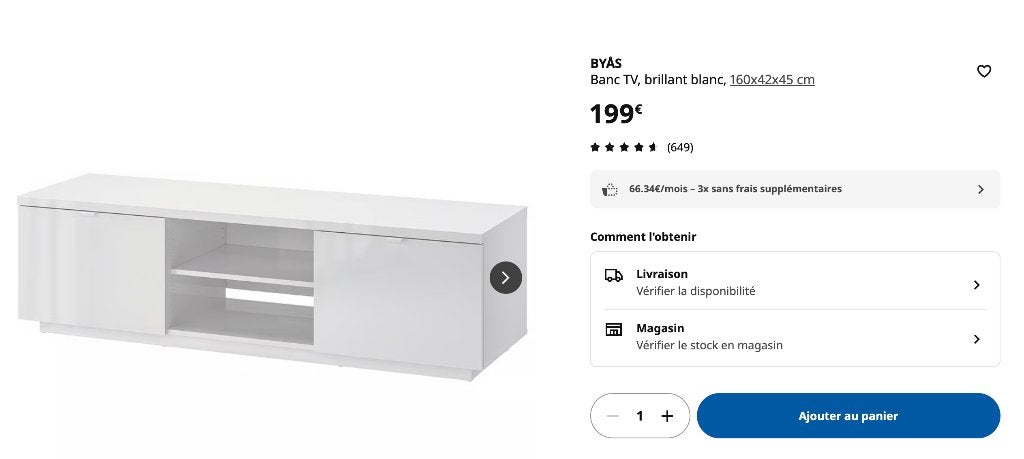 Meuble Tv IKEA, Maison & Meubles, 25 à 50 cm, Moins de 100 cm, 150 à 200 cm, Comme neuf