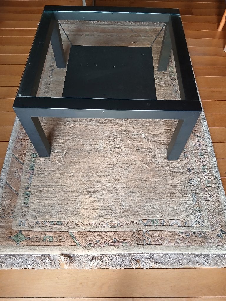 Gratis salontafel met bovenblad in glas, Ophalen, Gebruikt, Vierkant, 50 tot 100 cm