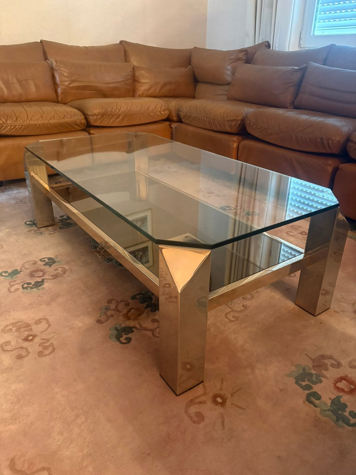 BELGO CHROM vintage salontafel glas, Maison & Meubles, Tables | Tables de salon, Enlèvement, Comme neuf, Verre