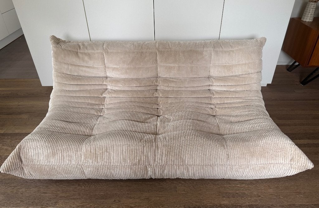 Ligne Roset Togo driezit - beige ribfluweel, Ophalen