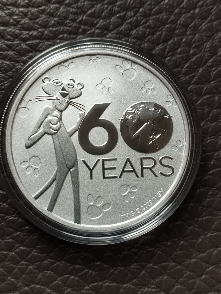 1 oz.999 zilver Pink Panther, Postzegels en Munten, Ophalen of Verzenden, Losse munt, Zilver