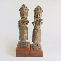 Bronzen koppel brutalist fluitspelers, Antiek en Kunst, Ophalen of Verzenden, Brons